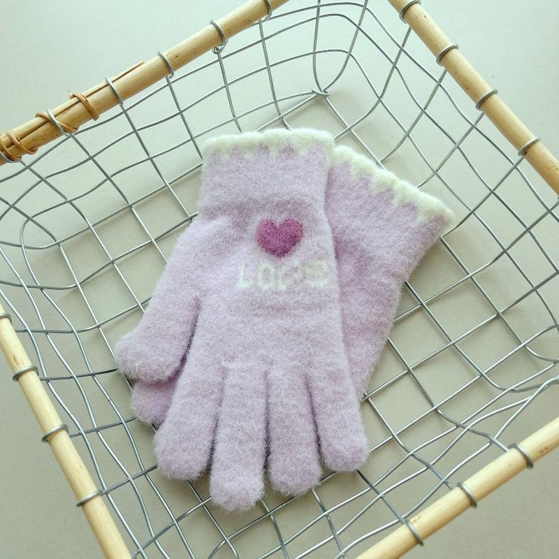 Gloves women's winter velvet thickened warm knitted women's riding cold-proof driving anti-freeze winter cotton gloves