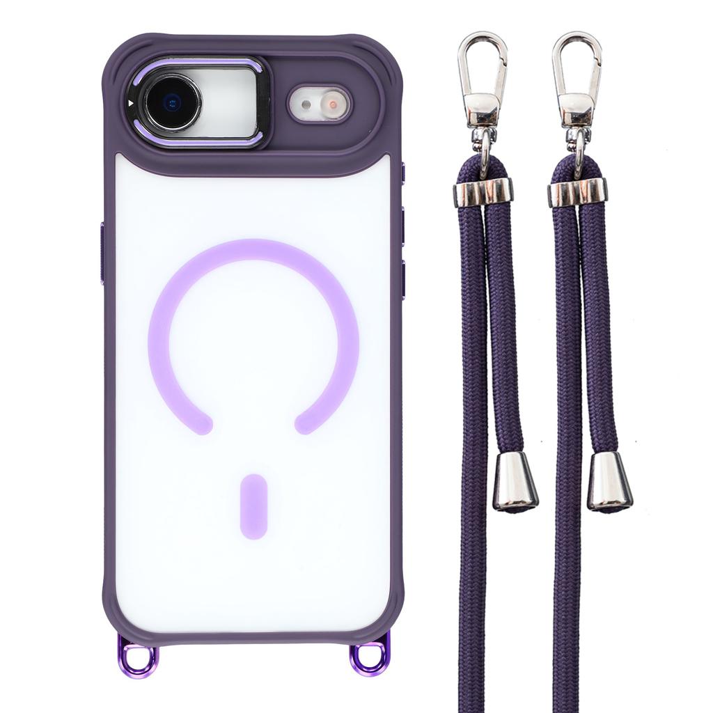 For iPhone Air Case Compatible with MagSafe PC TPU Phone Cover with Adjustable Lanyard/Camera Frame Kickstand