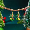 Christmas Red Green Bells Drop Earring For Women Elegant Bowknot Leaf Bell Long Tassel Chain Earrings New Year Gift
