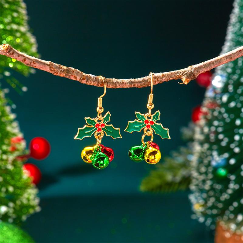 

Fashion Christmas Red Green Bell Pendant Earrings for Women Exquisite Bowknot Long Tassel Dangle Earring New Year Xmas Gifts