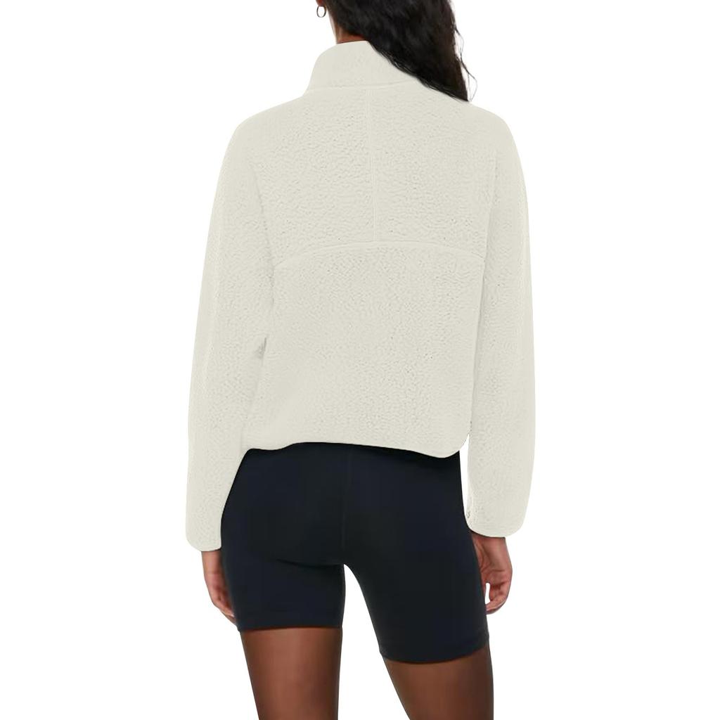 Pullover mit halbem Reißverschluss für Damen, einfarbig, langärmelig, kurzes Sweatshirt