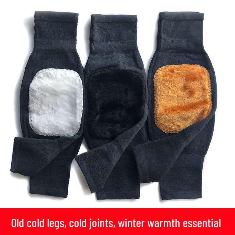 Winter Cashmere Fleece-Lined Knee Pads for Outdoor Cycling - Thick, Warm Protection for Men and Women