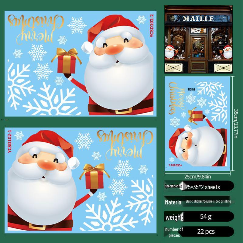 Santa Claus Christmas Static Cling Window & Wall Stickers for Glass Doors