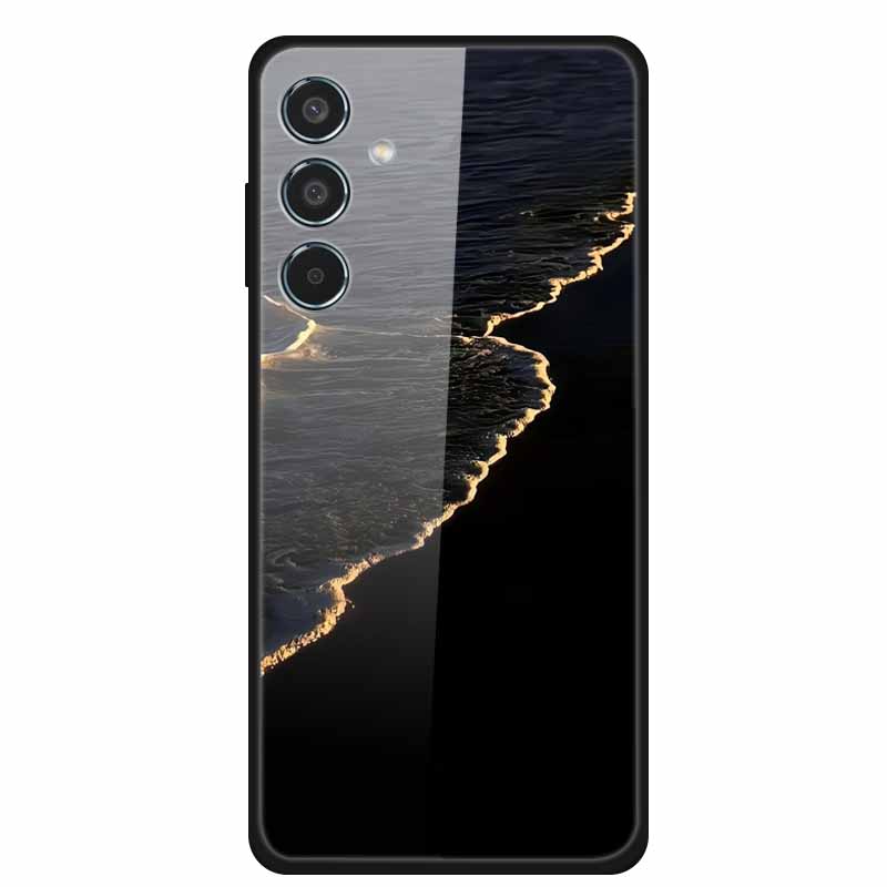 Glass Cellphone Case For Samsung Galaxy M35 Hard Plastic Back Cover For Samsung M 35 Flowers Painted Cases Fundas Shell Shield
