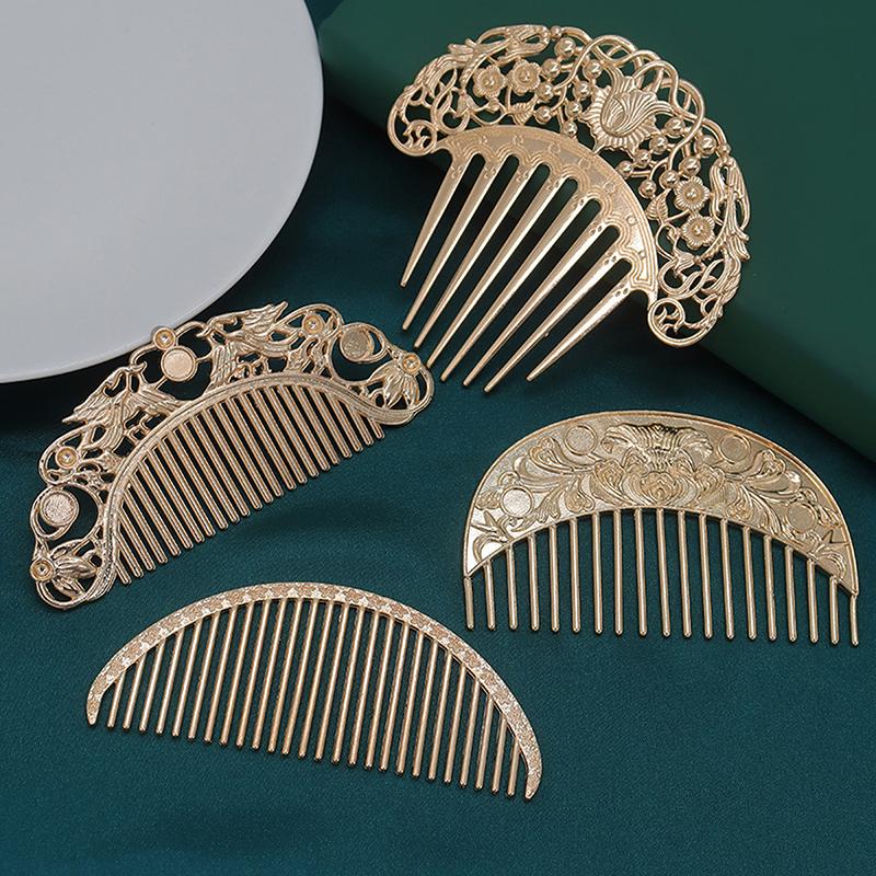 Chinese Hairpin Retro Hair Comb Hanfu Dish Hairpin Hair Ornament Hollow Carved Hair Comb Exquisite Hair Accessories Gifts