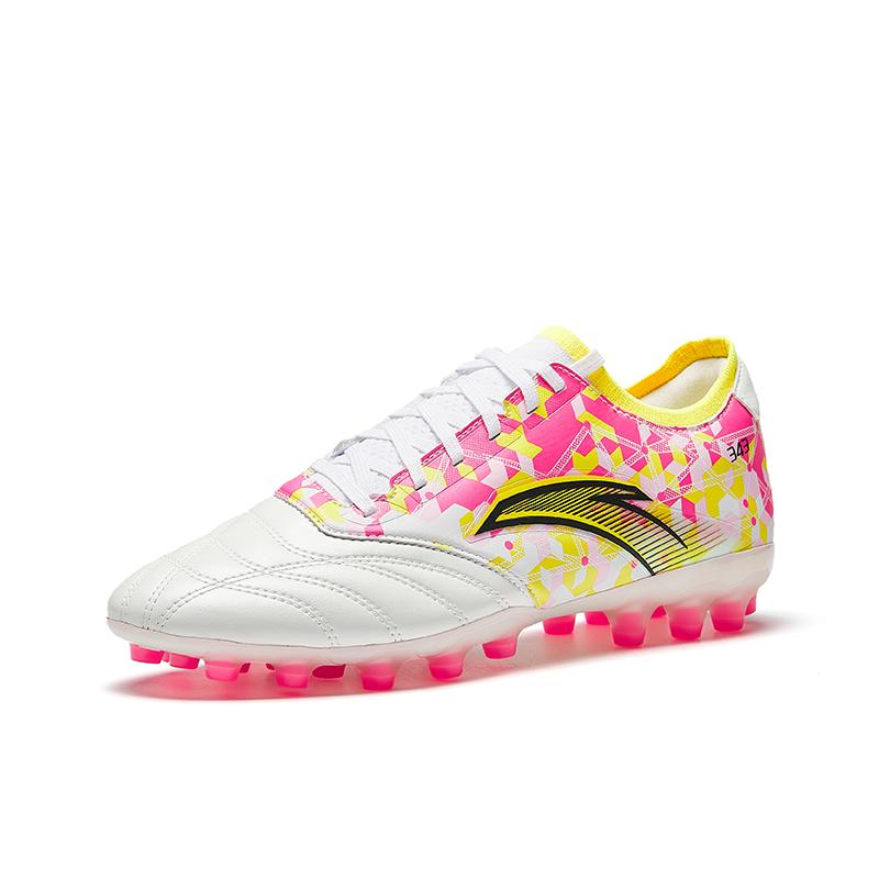 Anta Professional Training MG (Rubber Short Stud) Wear-Resistant Non-Slip Soccer Shoes Men Soccer Shoes White Pink Yellow 412511122-1