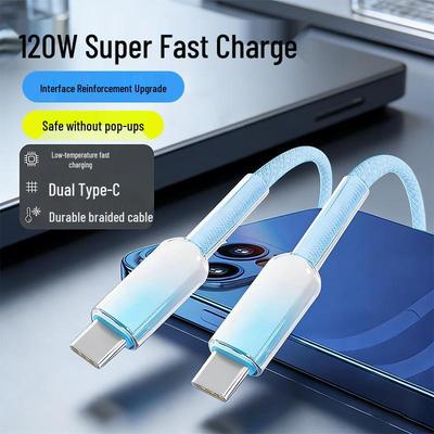 Dual Type-C 120W Super Fast Charging Cable for Apple 15/16/17, Xiaomi & Honor 6A Phones