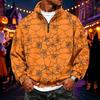 Men's Flannel Quarter-Zip Long Sleeve Pullover Hoodie with Halloween Print