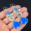Blue Sapphire Stone 925 Silver Wife Drop Dangle Birthday Hook Earrings Jewelry