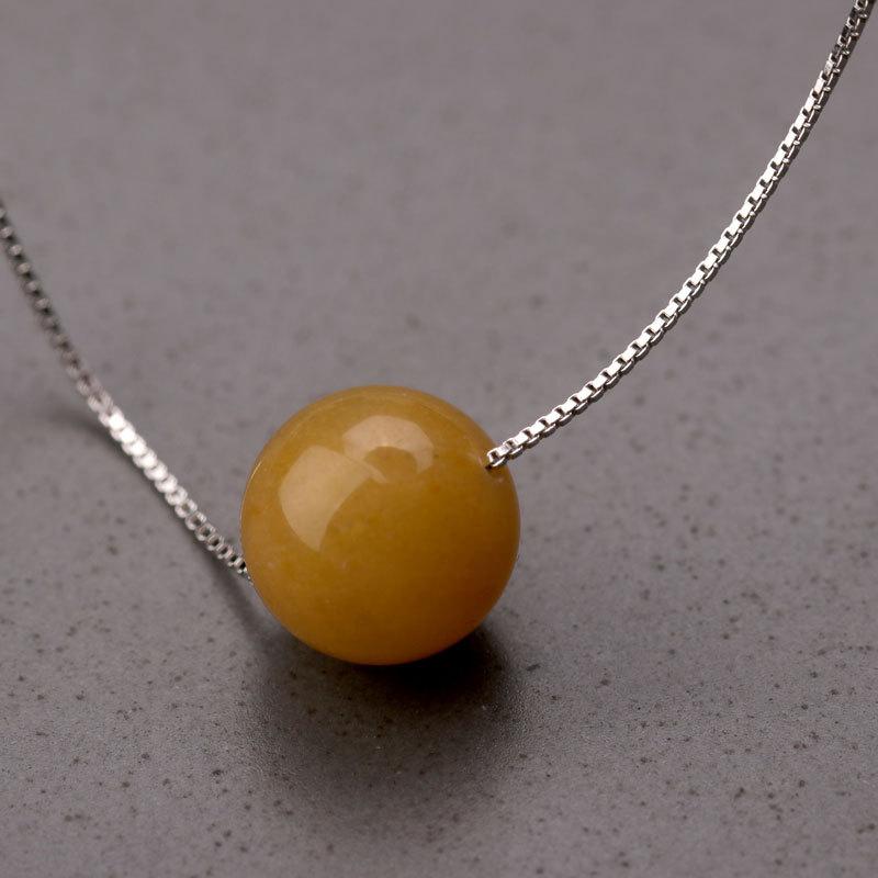 Artificial Beeswax Pendant Necklace Temperament Ethnic Style Retro Clavicle Chain Box Chain Personality Trend