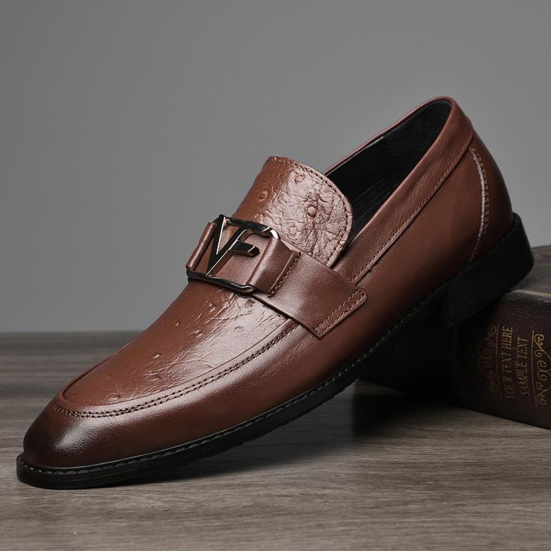 Men's shoes 2025 summer new light luxury high sense adult men pointed head one pedal height increase convenient business leather shoes