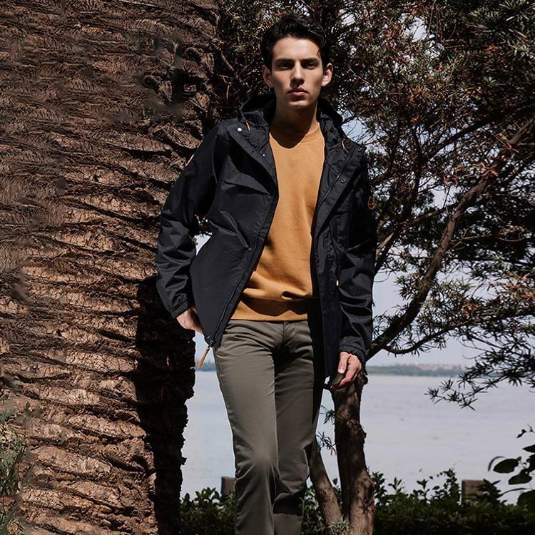 Timberland Af Wr Benton Shell Sportowa Casualowa Jednolita Kolorowa Tkana Kurtka z Kapturem Męska Kurtka Czarna A695W-001