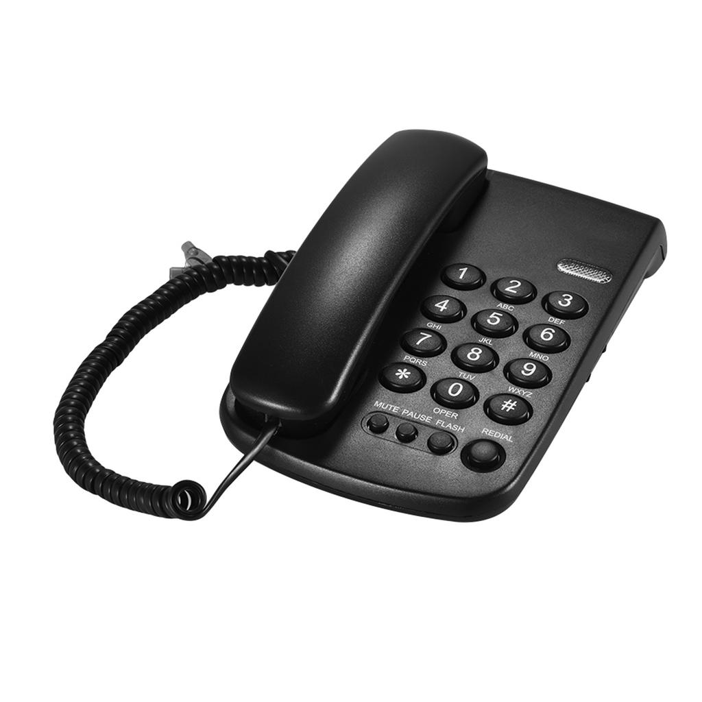 Portable Corded Telephone Phone Pause  Redial  Flash  Mute Mechanical Lock Wall Mountable Base Handset for House Home