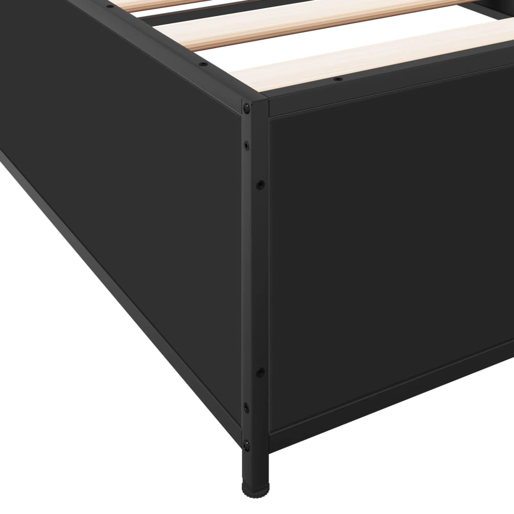 Black Bed Frame 90 x 200 cm Particleboard and Metal