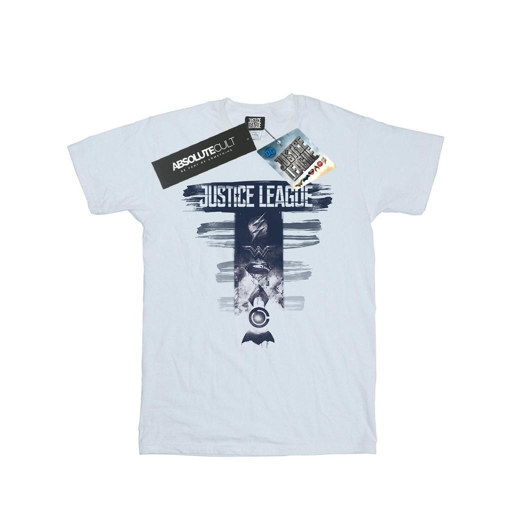 DC Comics Womens/Ladies Justice League Movie Logo Badges Cotton Boyfriend T-Shirt