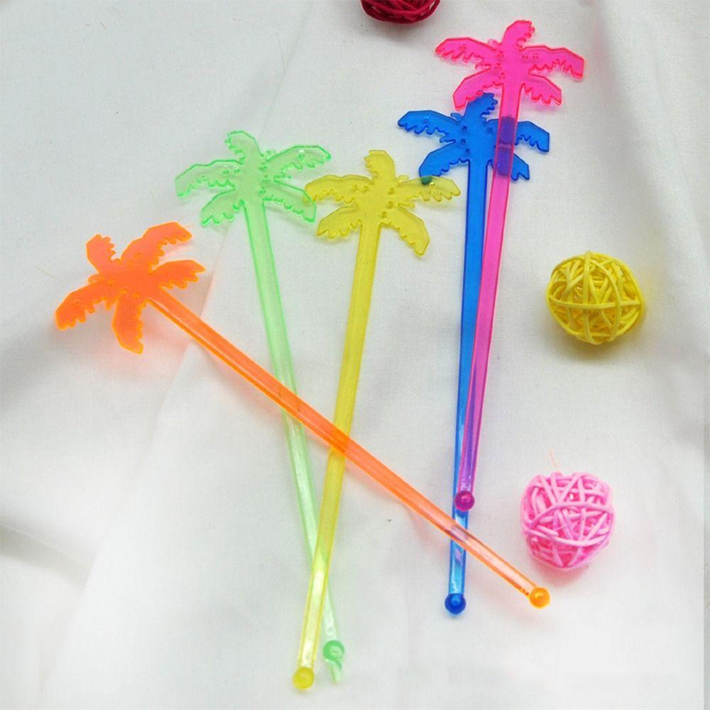 50pcs Colorful Coconut Tree Swizzle Sticks For Hawaiian Beach Party Wedding