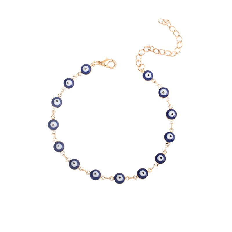 New Accessories, Bohemian Color Vintage Devil's Eye Necklace Bracelet Ankle Set