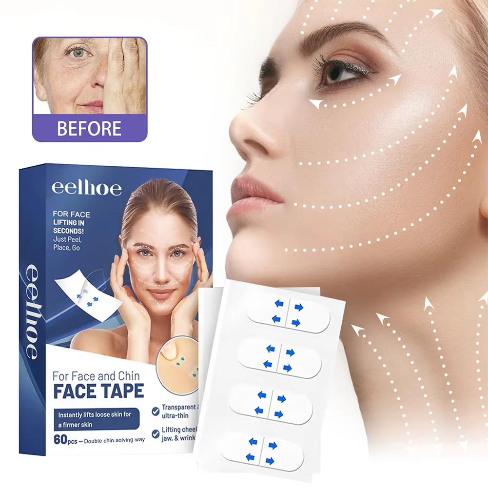 Portable Facial Lifting Strips 60pcs Ingredient Safety Anti Aging Patches Waterproof Elastic Breathable for Face Forehead Neck