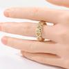 Vintage Hand Carved Surround Women's Ring Gold Color Metal Geometry Daily Wear Party Jewelry Anniversary Gift