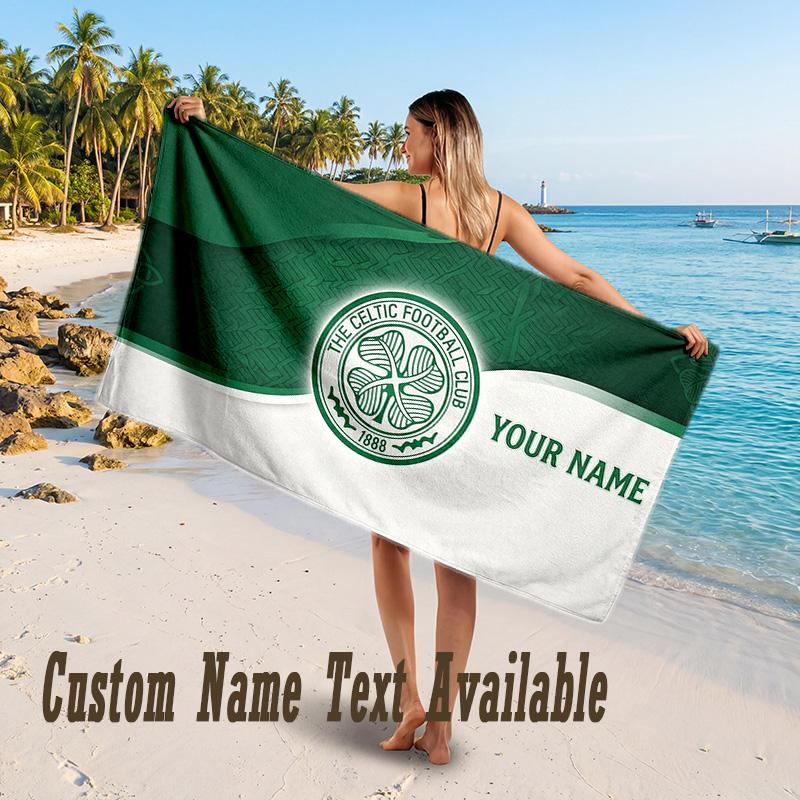 Celtic FC Design Beach Towel Custom Text Large Towel for Beach Vacation