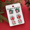 Hot Sale New Christmas Series Wooden Earrings Christmas Tree Bells Snowman Stud Earrings Set