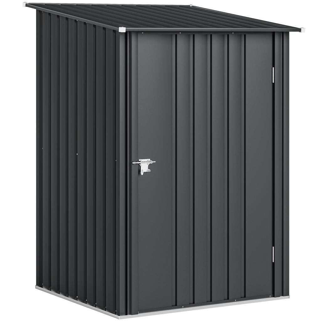 Capanno per attrezzi da giardino in acciaio zincato con porta, 100x104x160 cm, Grigio scuro