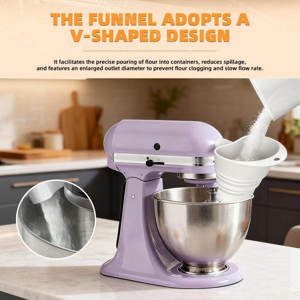Flour Funnel For Stand Mixer Flour Sugar Pouring Funnel Stand Mixer Attachment For Oil Jam Egg Liquid Water Canning Cooking
