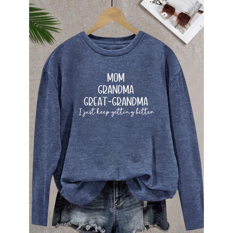 Women's Printed Graphic Casual Round Neck Long Sleeve T-Shirt