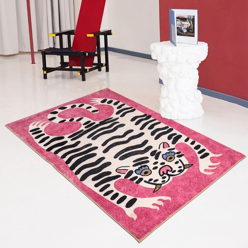 Artistic Tiger Carpet Creative Retro Living Room Carpets Comfortable Soft Animal Rugs Luxurious Decorative Aesthetic Bedroom Rug