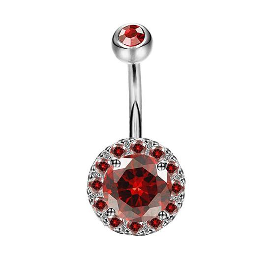 Pendentif rond incrusté de strass pour femmes, haltère, anneau de nombril, bijoux de perçage pour le corps