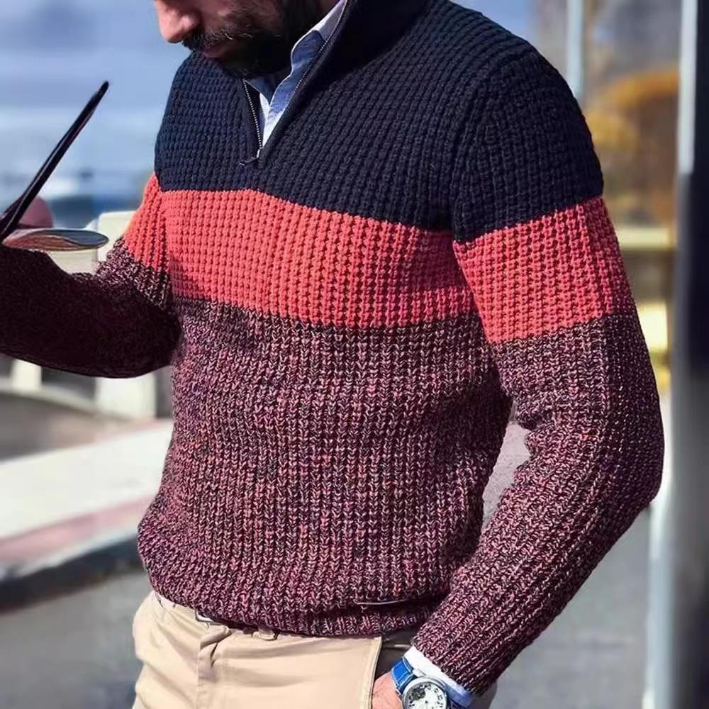 Warm Men's Pullovers Sweater for Fall and Winter Man Solid Color Casual Classic Sweater