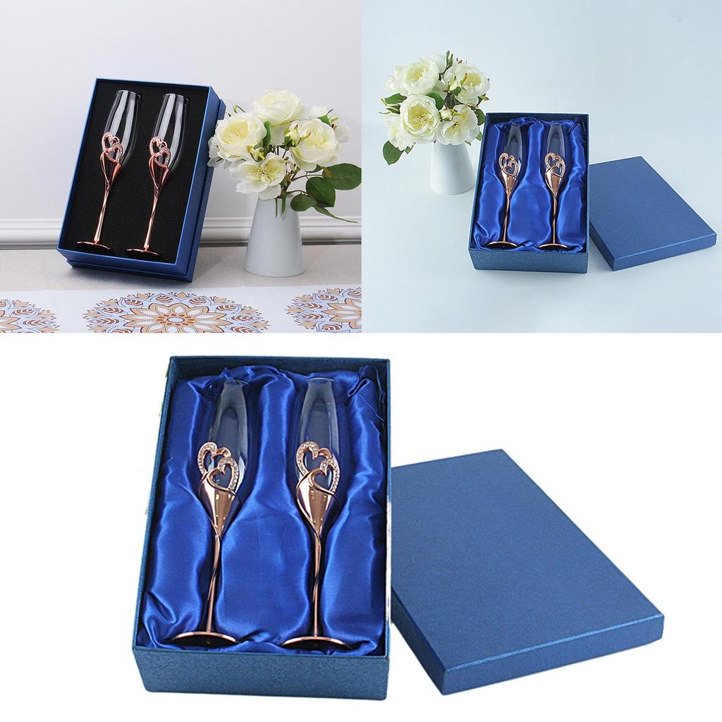 Crystal Inlaid Champagne Glasses 2pcs Gift Box with and Diamonds Creative Champagne Glasses with Diamonds