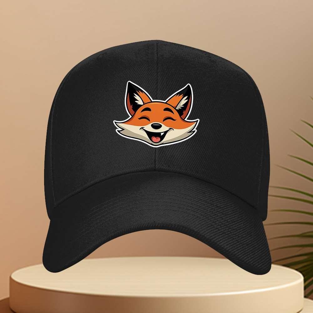Happy Fox Laughing Expression Baseball Cap Stylish Travel Adjustable Outdoor Hat