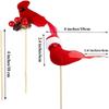 6pcs New Year Artificial Birds Red Clip-on Cardinals Feathered Bird Miniature Fake Birds Holiday Party Christmas Village Decor