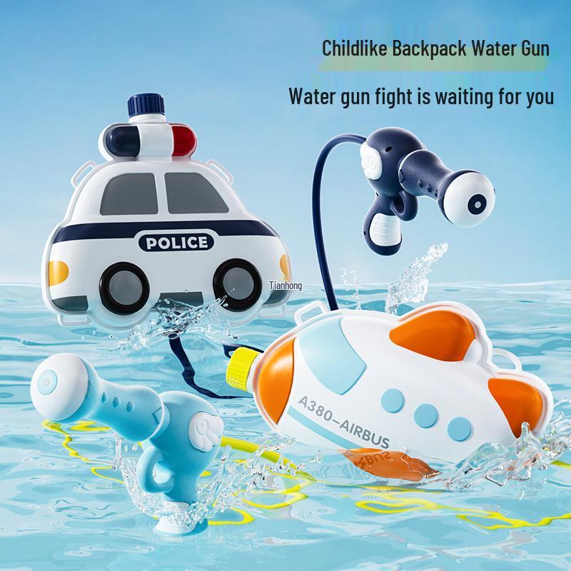 Children's Large Capacity Pull-out Water Gun Backpack for Water Splashing