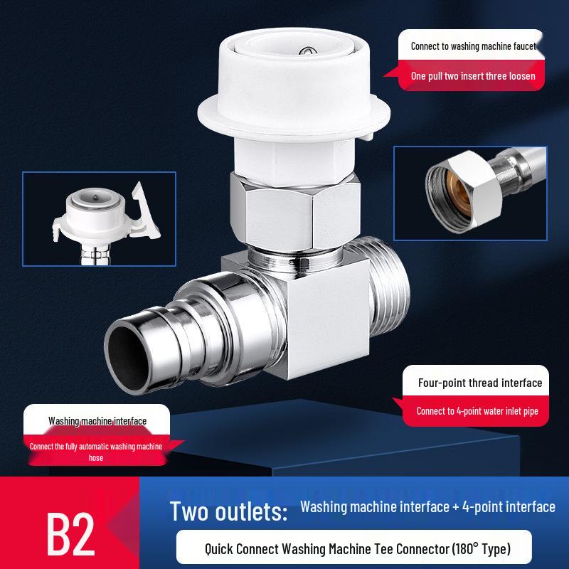 Dual Outlet Washing Machine Faucet Splitter Valve