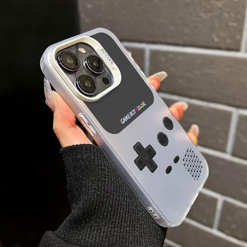 Cross-Border Trendy Game Console Phone Case for iPhone 16 Pro Max - Double Layer, IMD Silver, Drop-Proof (Fits 15/14)