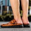 Summer Classic Men's Sandals Soft Leather Beach Sandals Outdoor Casual Lightweight Sandal Plus Size 39-48