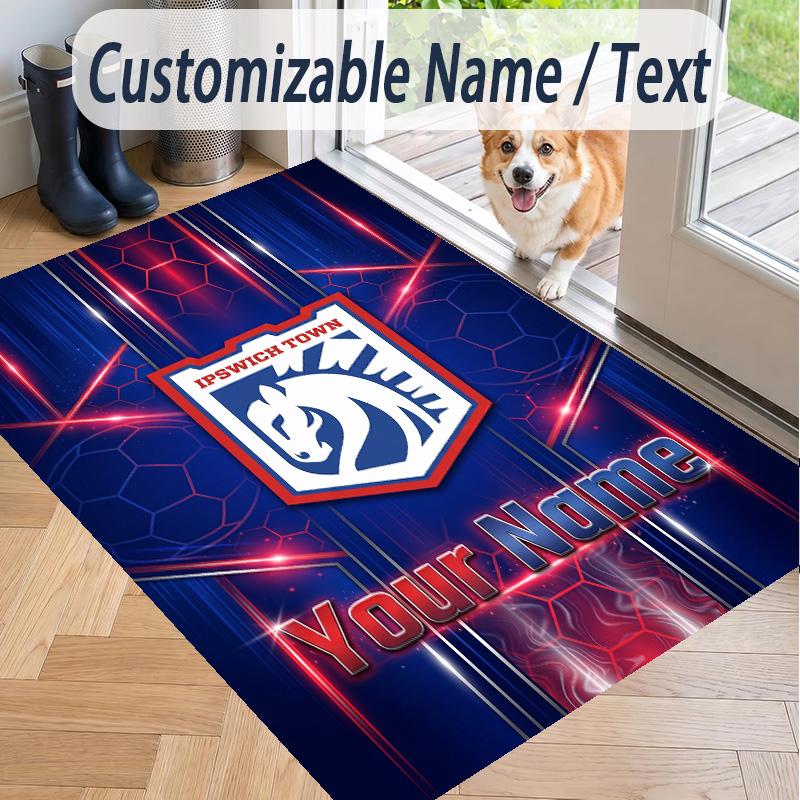 Custom Text Printed Rug Ipswich Town Non Slip Floor Carpet For Home Room Decor