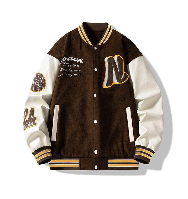 2026 Men's Trendy American Style Autumn Stand Collar Baseball Jacket for Teens