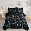 Axolotl Kids Bedding Cartoon Cat Comforter Set Twin Size,Gradient Line Cute Cat Bedding Set for Teens Boys Girls Adults Room Decor,Kids Comforter Set