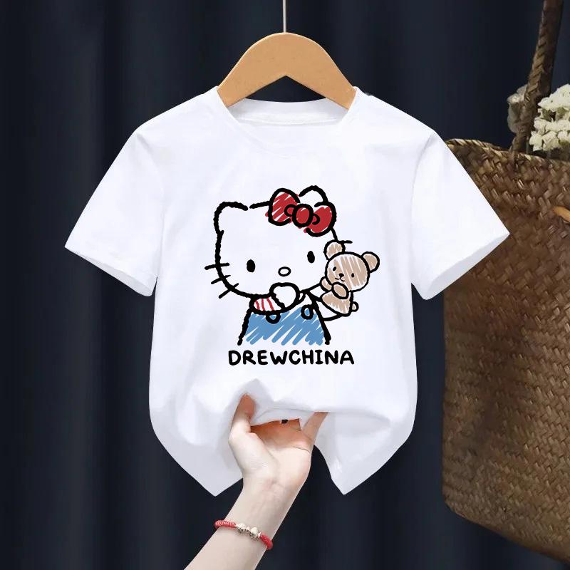 

Summer Casual T-Shirt with Cat Print Children s Clothing 100