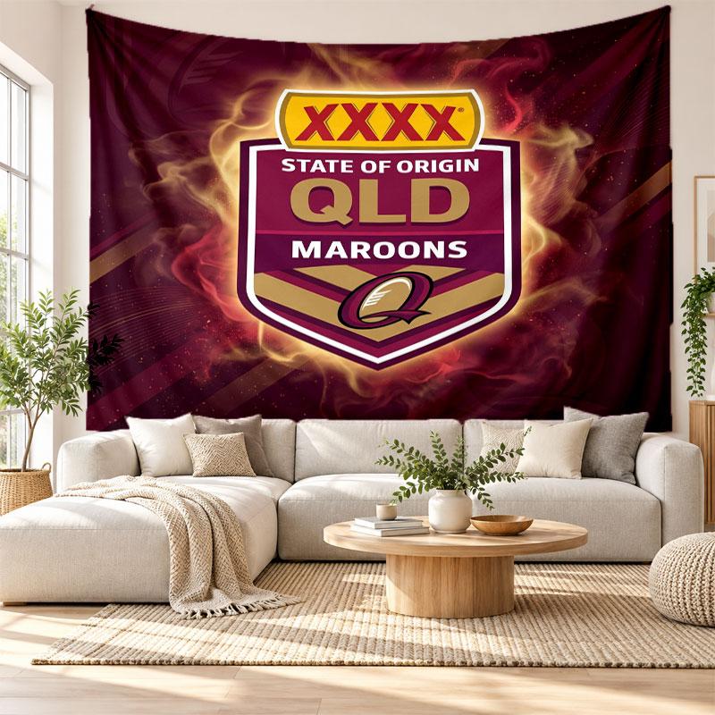 Queensland Maroons Wall Tapestry, Soft Fabric Wall Hanging, Decorative Backdrop For Bedroom Home Wall Art