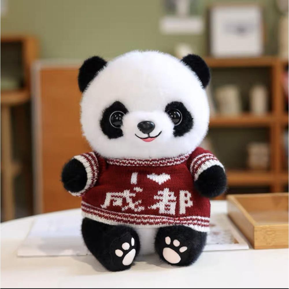 Cute sweater giant panda plush toy wholesale panda base Sichuan souvenir eight inch grab machine doll