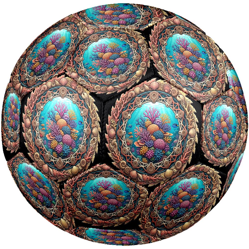 Underwater Coral Reef Scene Round Football Size 5 Adult Ball Suitable for Training Matches and Outdoor Team.