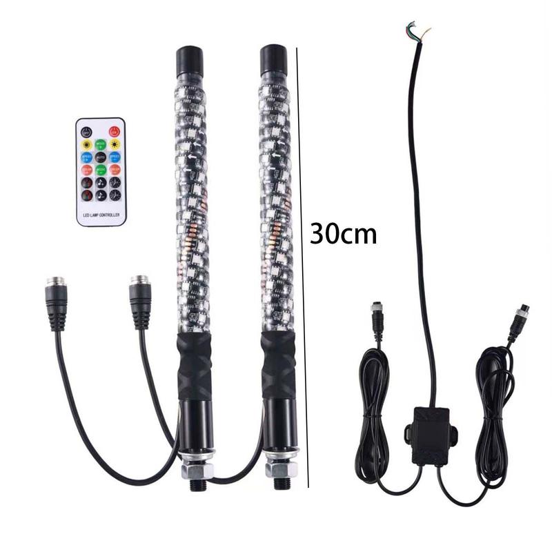 Universal RGB LED Whip Lights Flagpole Antenna Brake Light Waterproof Spiral Lamp Remote for Offroad Truck ATV UTV