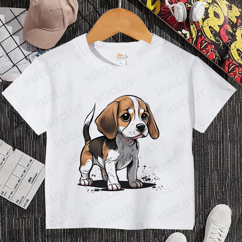Sommer Kinder Top Corgi Print Kinder Kurzarm T-Shirt Mädchen Geburtstags T-Shirts Jungen Kleidung Lässiges O-Ausschnitt Shirt für Kind