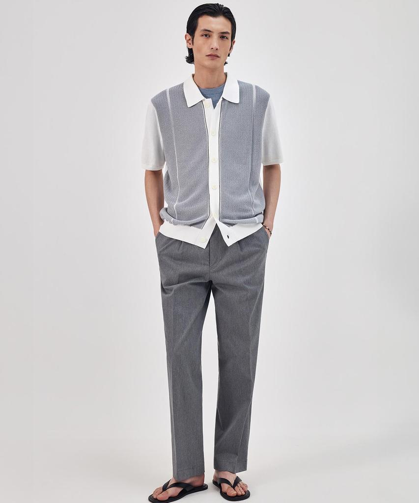 Theknitcompany Orea Panel Polo Cardigan - Lucent White