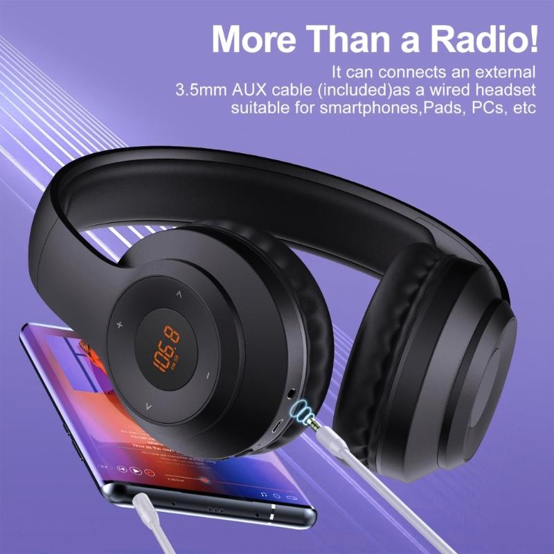 Portable FM Radio Headphones For Clear Reception And Music Enjoyment Jogging FM Receiver Rechargeable Wireless Headsets