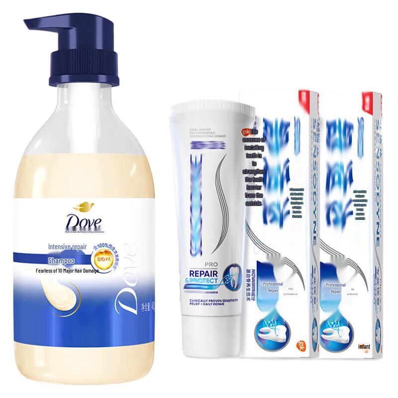 Dove Intensive Nourishment Shampoo & Professional Repair Toothpaste Bundle